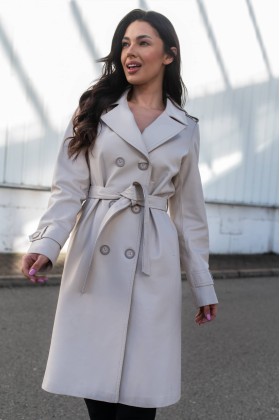 Płaszcz Hanna Beige - dwurzędowy fason | Monica Collection