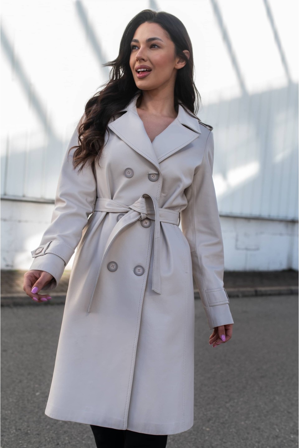 Płaszcz Hanna Beige - dwurzędowy fason | Monica Collection