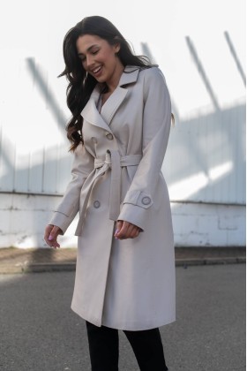 Płaszcz Hanna Beige - dwurzędowy fason | Monica Collection