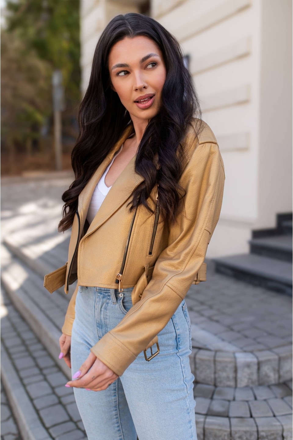 Kurtka skórzana Kate Butter Yellow | Monica Collection