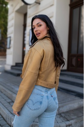 Kurtka skórzana Kate Butter Yellow | Monica Collection