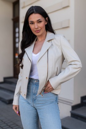 Skórzana Kurtka Damska Iga Cream | Monica Collection