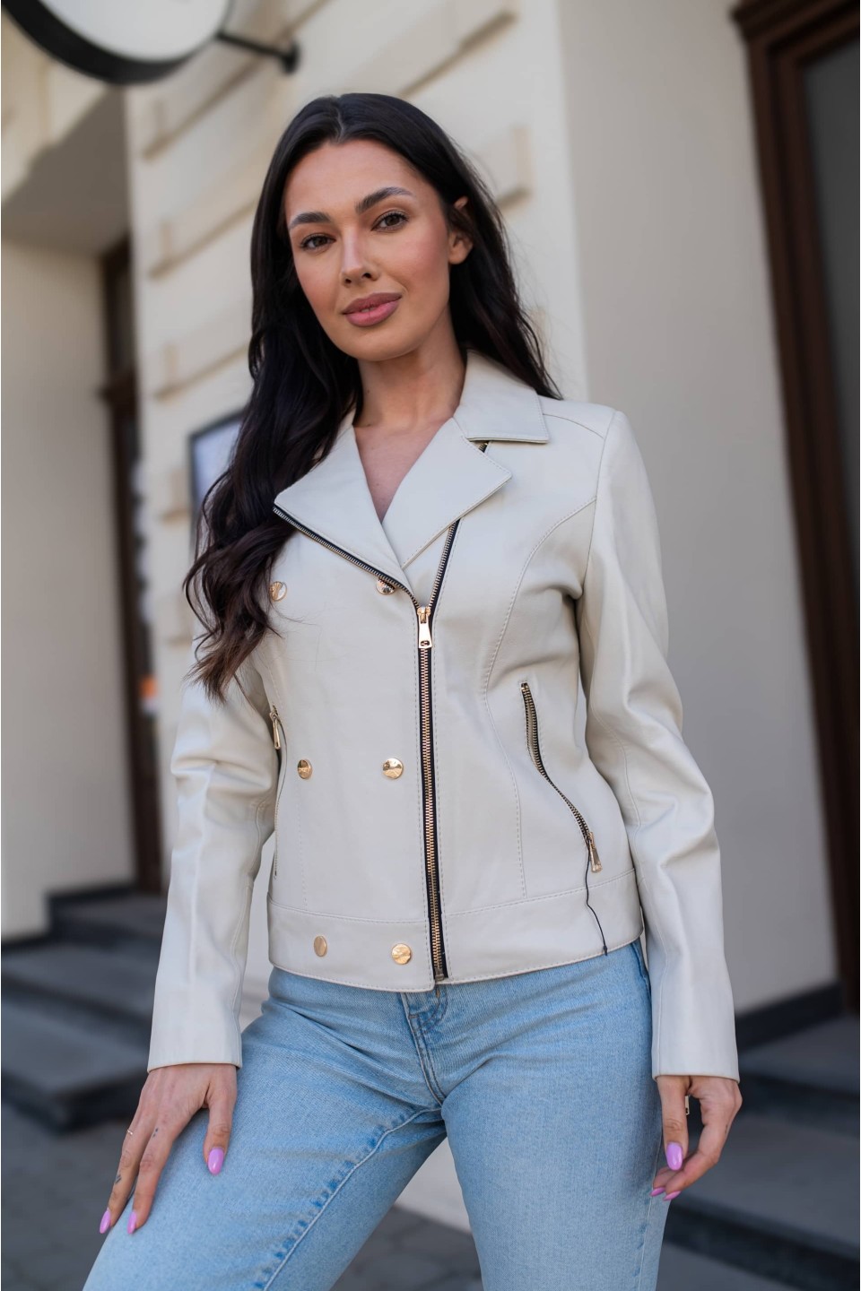 Skórzana Kurtka Damska Iga Cream | Monica Collection