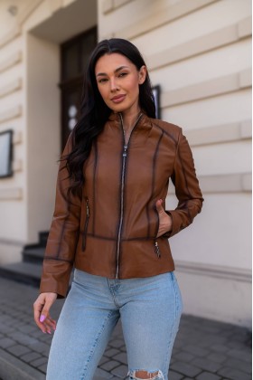 Kurtka Damska Skórzana Amira Koniak | Monica Collection