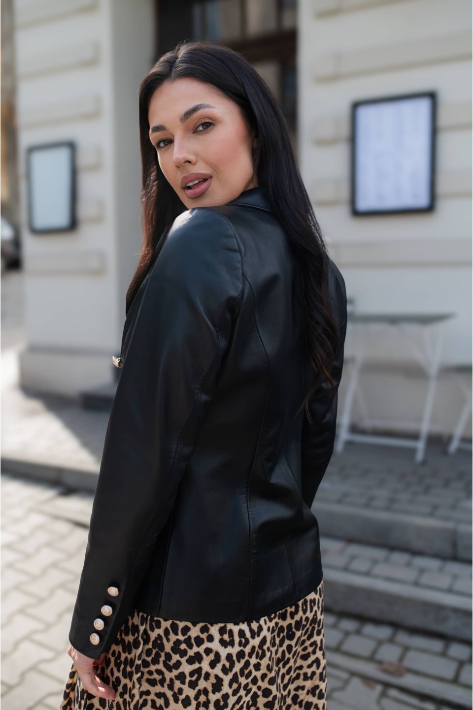 Kurtka Skórzana Gloria Czarny | Monica Collection