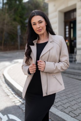 Damska skórzana kurtka Melania Śmietanka | Monica Collection