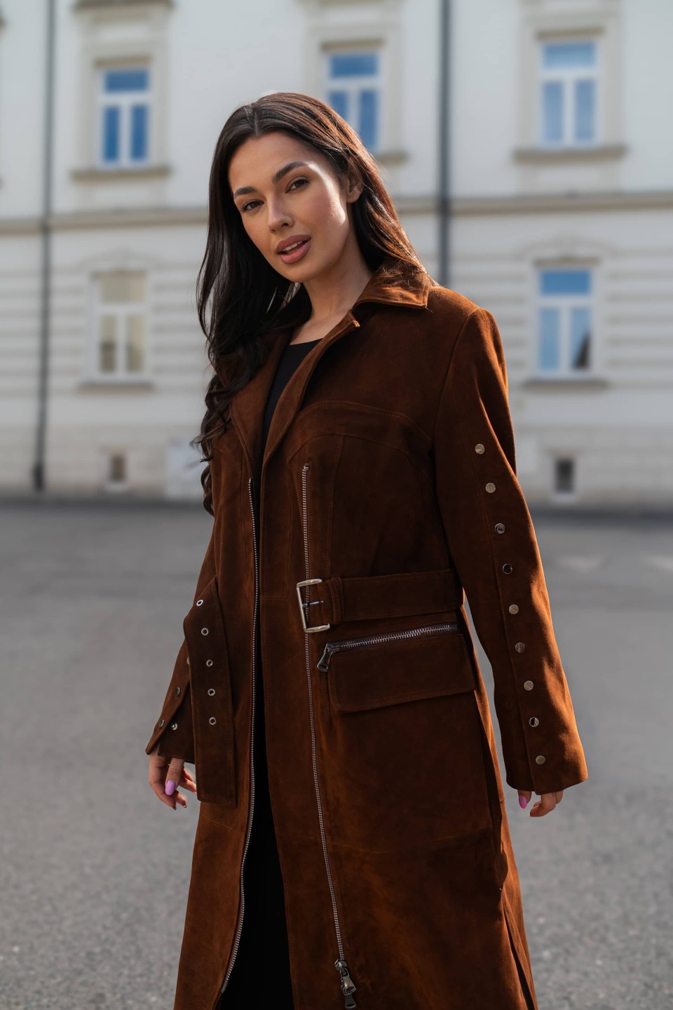 Skórzany Płaszcz Roma Whiskey | Monica Collection