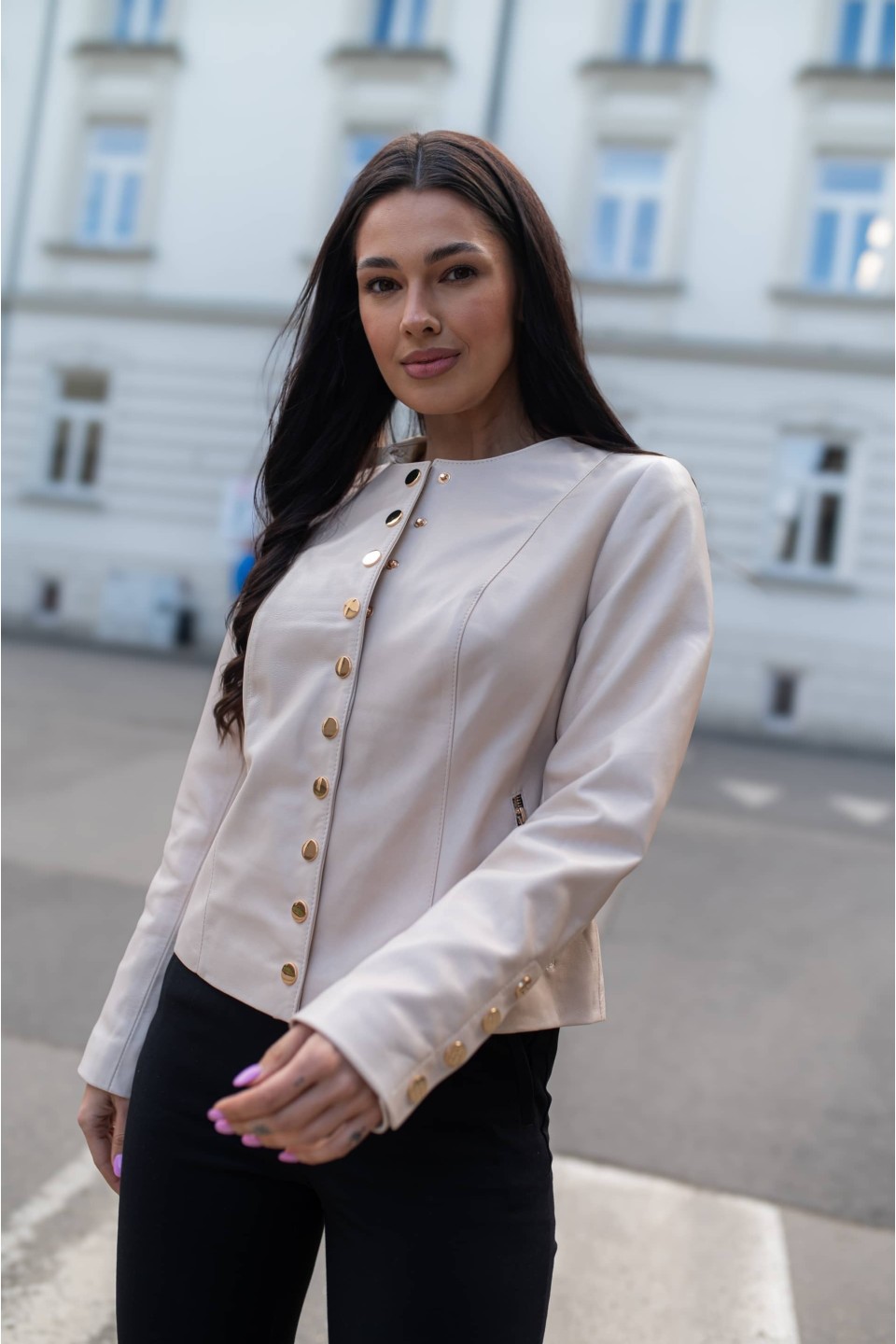 Kurtka skórzana damska Chanel Prosecco | Monica Collection