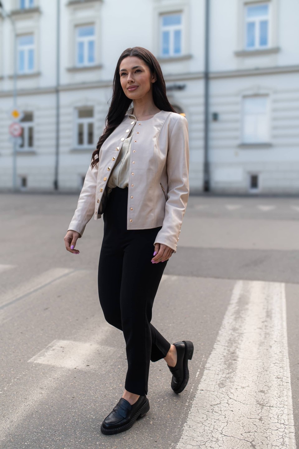 Kurtka skórzana damska Chanel Prosecco | Monica Collection