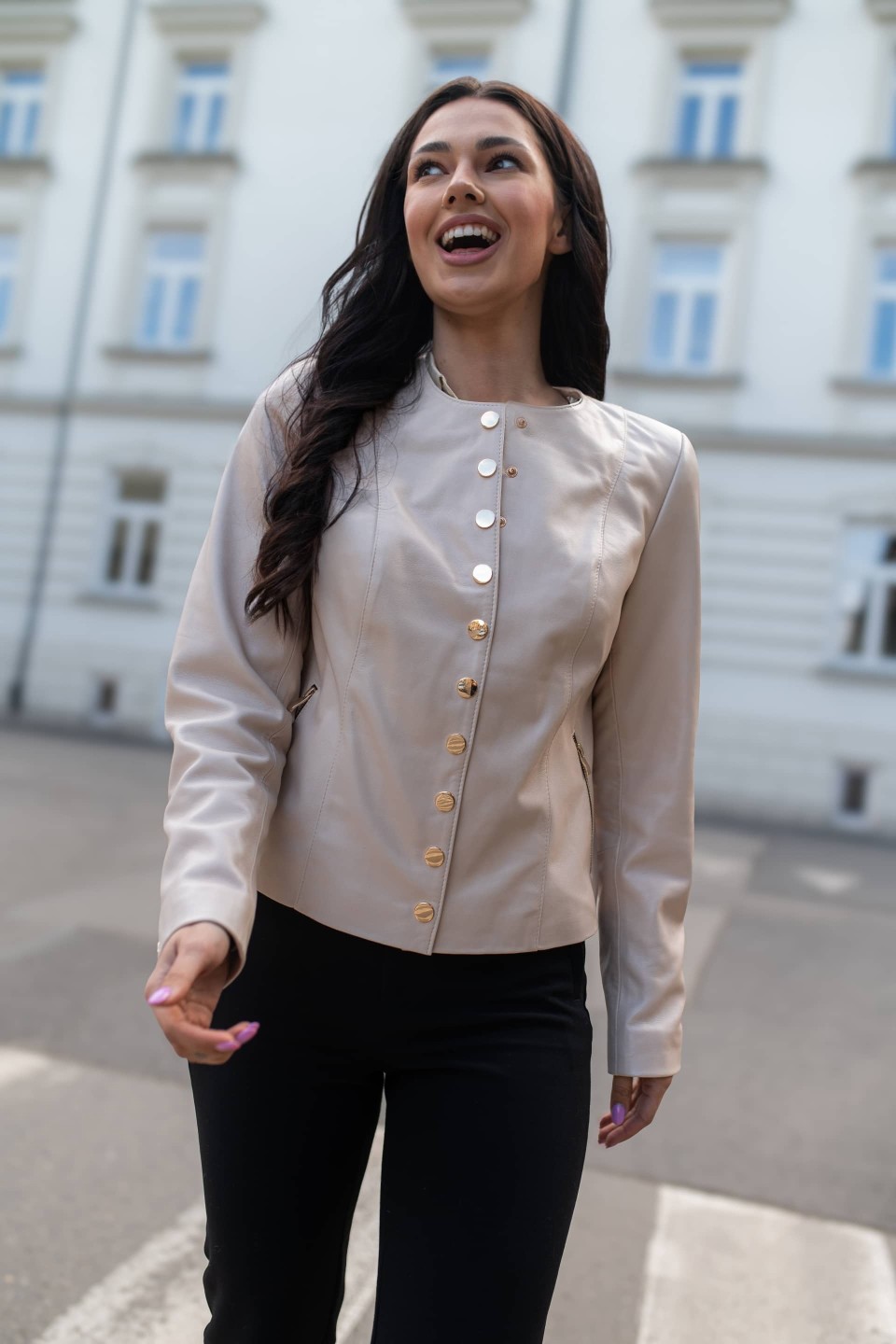 Kurtka skórzana damska Chanel Prosecco | Monica Collection